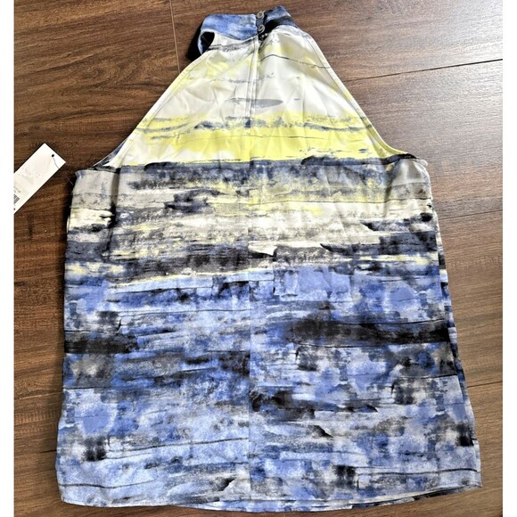 Calvin Klein Women's Printed Halter Neck Top Blouse Casual Formal Blue Multi XS - Picture 8 of 9